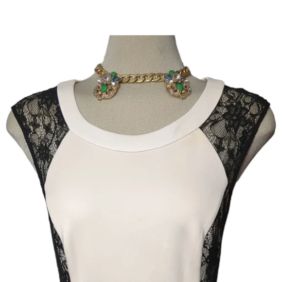 GUESS Gorgeous Ivory black lace elegant cocktail dress Size 12 - Picture 10 of 13